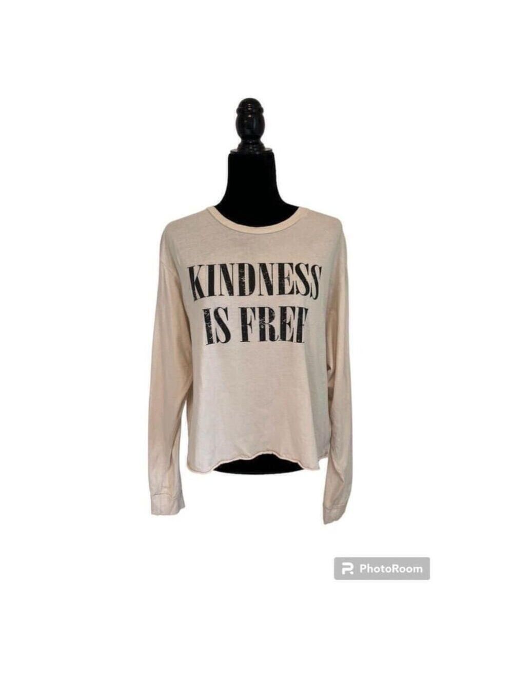 ZUTTER Beige Long Sleeve Kindness is Free T-Shirt- Size L